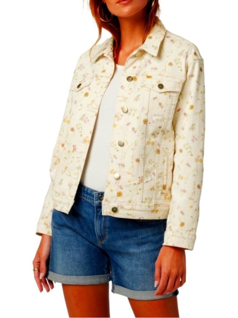 Joe's Jeans Cream Floral Denim Jacket NWT